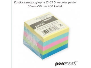 KOSTKA SAMOPRZYLEPNA ZI-57 5 KOLORÓW PASTEL 50mmx50mm 400 KARTEK