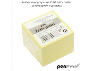 KOSTKA SAMOPRZYLEPNA ZI-67 ŻÓŁTY PASTEL 50mmx50mm 400 KARTEK