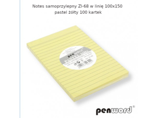 NOTES SAMOPRZYLEPNY ZI-68 W LINIĘ 100x150 PASTEL ŻÓŁTY 100 KARTEK