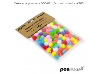 DEKORACJE POMPONY DPO-02 1, 5cm MIX KOLORÓW a100