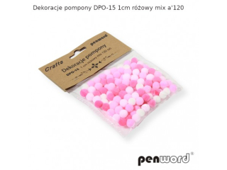 DEKORACJE POMPONY DPO-15 1cm RÓŻOWY MIX a120
