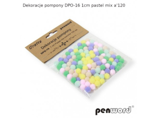 DEKORACJE POMPONY DPO-16 1cm PASTEL MIX KOLORÓW a120