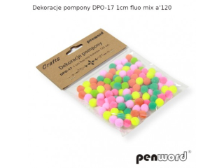 DEKORACJE POMPONY DPO-17 1cm FLUO MIX KOLORÓW a120
