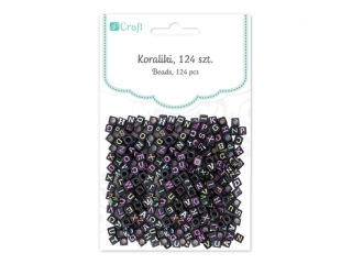 KORALIKI, 124 SZT. - LITERKI NEON NA CZARNEJ BAZIE [opakowanie=3szt]