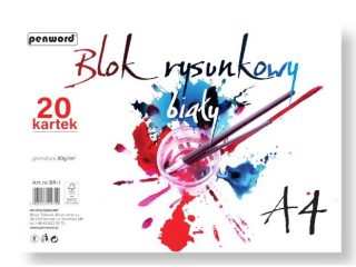 BLOK RYSUNKOWY A4 BIA�Y BR-1 80g 20 KARTEK [opakowanie=10szt]�(SZPSH)