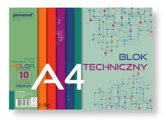BLOK TECHNICZNY A4 KOLOR BT-4 250g 10 ARKUSZY PREMIUM BARWIONY W MASIE [opakowanie=10szt]�(SZPSH)