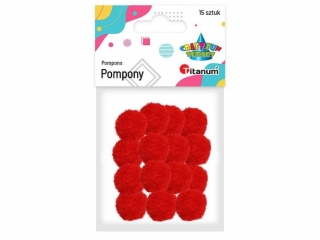 Pompony poliestrowe 18mm 15szt. czerwone TITWAL