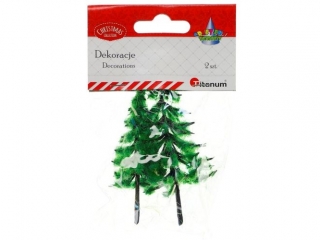 Drzewka minaturowe plastikowe Choinki zielone 40x80mm 2szt.