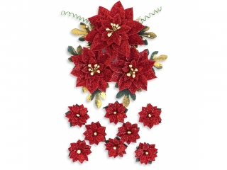 POINSECJE PAPIEROWE Z BROKATEM MIX, 11 SZT. RED [opakowanie=3szt]