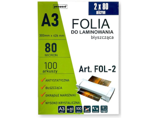 FOLIA LAMINACYJNA FOL-2 2x80mic A3/100 303mmx426mm B�YSZCZ�CA
