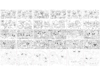 KOLOROWANKA Z KLEJEM 300x30cm / mix wzor�w: Sweet Pets 2 szt. Minionki 2 szt. Wyderki 2 szt. Dino 2 szt. Stitch 4 szt