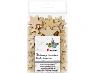 Drewniane gwiazdki (zaokrglone) 3 rozmiary: 25x22x33%x43mm sklejka 1mm 120szt.