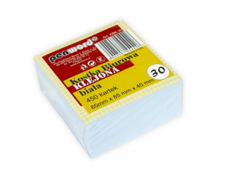 KOSTKA BIUROWA KBK-30 450k BIA�A KLEJONA 85X85x40mm 450 KARTEK [opakowanie=6szt]