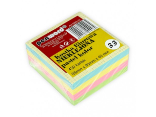 KOSTKA BIUROWA KBN-33 420k PASTEL NIEKLEJONA  85X85x40mm  420 KARTEK [opakowanie=6szt]