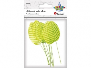 Dekoracje materiałowe liście na druciku 30x50mm 10szt. limonkowe TITWLK