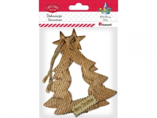 Piankowa choinka 95x120mm z papierową karbowaną oklejką brązową 2szt.