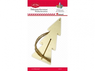 Drewniane zawieszki 3D choinki 60x130mm + sznurek jutowy 2 zestawy 2-elementowe do złożenia sklejka 2mm
