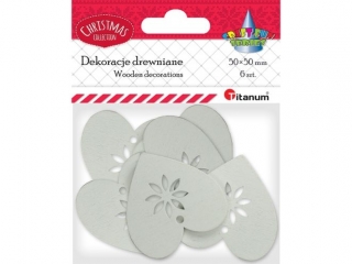 Drewniane serca ażurowe 50x50mm białe 6szt. sklejka 2mm