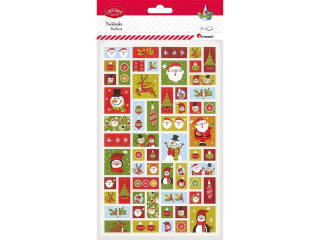 Naklejki papierowe Mikołaje, renifery, pingwiny, bałwanki, bombki 2 plansze