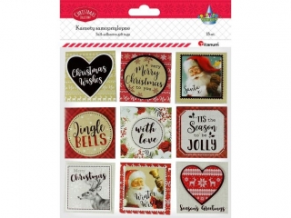 Karnety samoprzylepne 3D Bo�e Narodzenie 55x55mm na piance 3D 2 plansze 18szt.