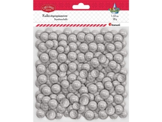 Styropianowe kulki 20g mix rozmiarów O10-12mm srebrne