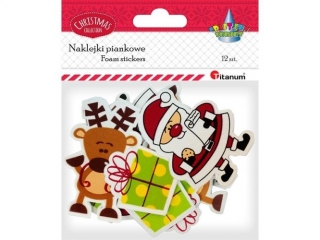 Naklejki piankowe Miko�aje 50x67mm, renifery 46x74mm, prezenty 38x42mm 12szt.