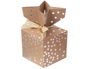 PUDEKA SKADANE CANDY BOX, 10X10 CM SREBRNE GWIAZDKI, 2 SZT. [opakowanie=6szt]