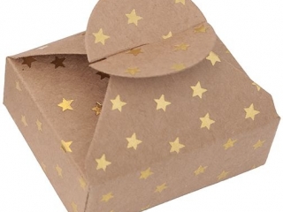 PUDEKA SKADANE CANDY BOX, 6X7, 5X2, 5 CM, ZOTE GWIAZDKI, 4 SZT. [opakowanie=6szt]