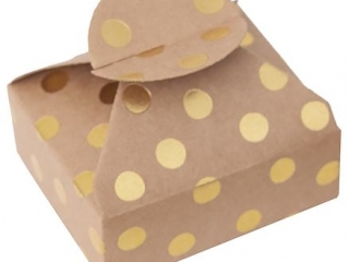 PUDEKA SKADANE CANDY BOX, 6X7, 5X2, 5 CM, ZOTE KROPKI, 4 SZT. [opakowanie=6szt]