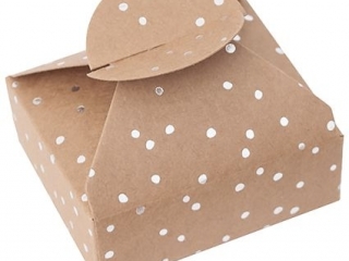 PUDEKA SKADANE CANDY BOX, 6X7, 5X2, 5 CM, SREBRNE KROPECZKI, 4 SZT. [opakowanie=6szt]