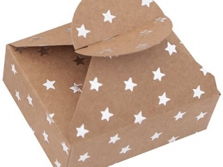 PUDEKA SKADANE CANDY BOX, 6X7, 5X2, 5 CM, SREBRNE GWIAZDKI, 4 SZT. [opakowanie=6szt]