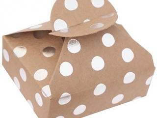 PUDEKA SKADANE CANDY BOX, 6X7, 5X2, 5 CM, SREBRNE KROPKI, 4 SZT. [opakowanie=6szt]