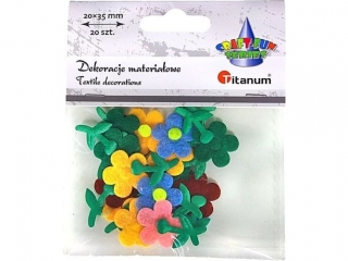 Aplikacje materiałowe 3D kwiaty 20x35mm mix kolorów 20szt.