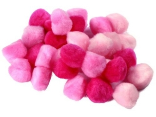 Pompony akrylowe 25mm tonacja różowa 30szt.