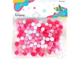 Pompony poliestrowe 10mm 120szt. białe, bladoróżowe, różowe, magenta TITWLK