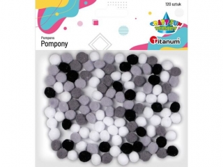 Pompony poliestrowe 10mm 120szt. białe, jasnoszare, grafitowe, czarne TITWLK
