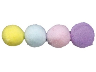 Pompony poliestrowe 16mm mix kolor�w: ciemno��ty, bladomi�towy, blador�owy, wrzosowy, pastelowo��ty 60szt.