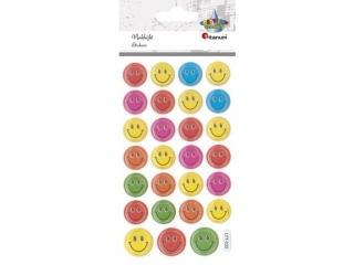 Naklejki wypukłe miękkie emotki 2 rozmiary O16/20mm 27szt.
