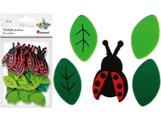 Naklejki piankowe biedronki 26x44mm, liście 20x34mm 76szt.