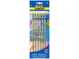 Pdzel paski Nr 10 naturalne wosie drewniany uchwyt 6szt.
