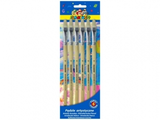 Pdzel paski Nr 14 naturalne wosie drewniany uchwyt 6szt.