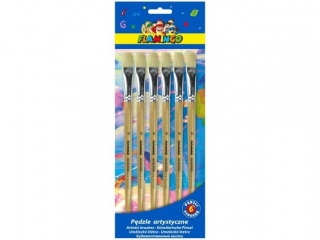 Pdzel paski Nr 16 naturalne wosie drewniany uchwyt 6szt.