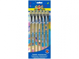 Pdzel paski Nr 18 naturalne wosie drewniany uchwyt 6szt.