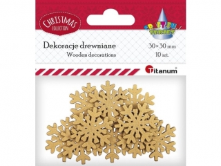 Drewniane płatki śniegu O30mm złote 8szt.
