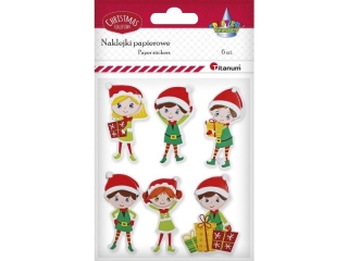 Dekoracje samoprzylepne papierowe 3D Elfy Miko�aja 6szt.