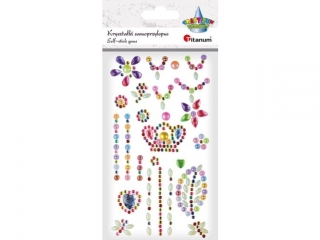 Krysztaki samoprzylepne biuteria mix ksztatw, rozmiarw i kolorw tonacja pastelowa