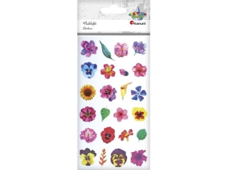 Naklejki foliowe kwiaty (bratki, kalie, słonecznik) 24szt.