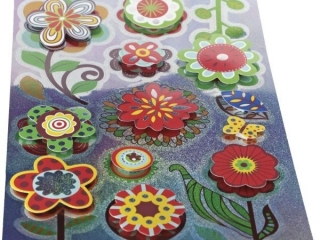 Naklejki foliowo-papierowe 3D kwiaty mix rozmiarw ty hologram 14szt.