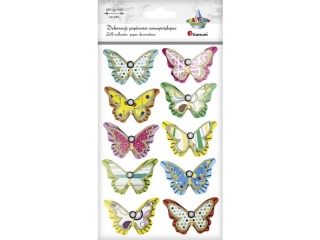 Dekoracje samoprzylepne papierowe 3D motyle 56x35mm mix kolorów 10szt. TITWLK