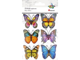 Dekoracje samoprzylepne papierowe motyle 52x50mm mix jednowarstwowe 6szt. TITWLK